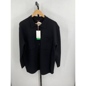 Quince Women's Eco-Knit Milano Stitch Oversized Shirt Jacket Black S